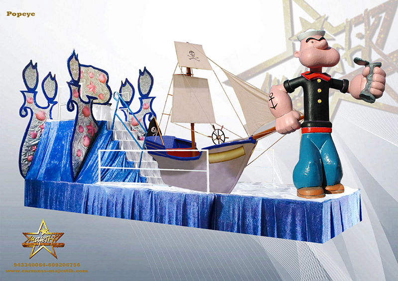 Carroza infantil con figura de Popeye