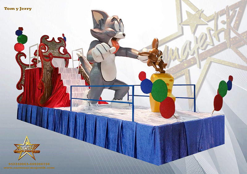 Carroza infantil con figuras de Tom y Jerry