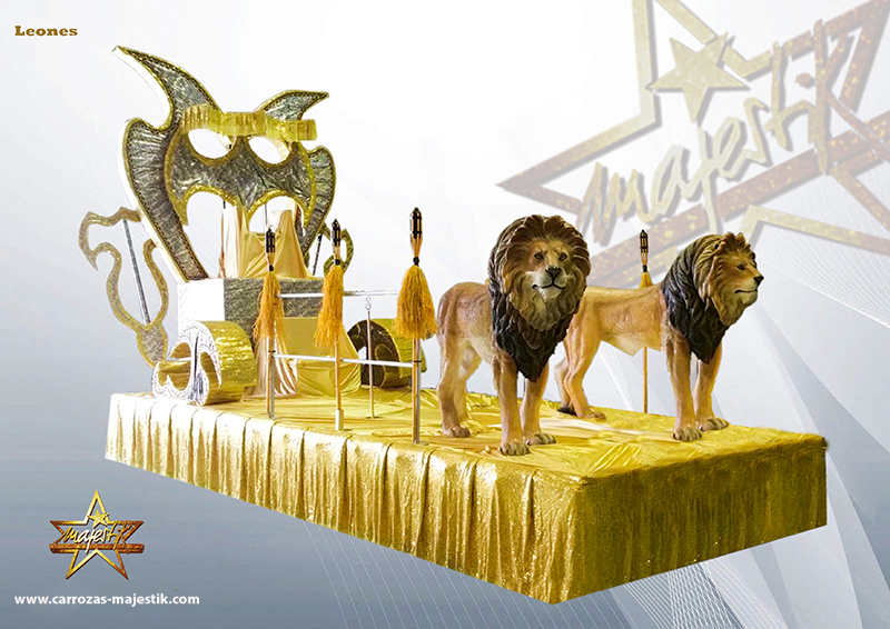 Figuras de leones para carrozas y eventos.